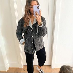 Detre Black Denim Sweatshirt Jacket